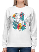 Floral Horse Wall Art Print Women's Sweatshirt