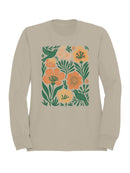 Floral Bird Design Print Women's Sweatshirt
