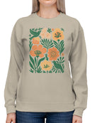 Floral Bird Design Print Women's Sweatshirt