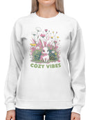 Cozy Bunny Floral Art Women's Sweatshirt