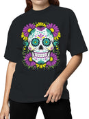 Floral Sugar Skull Decor Women's T-shirt