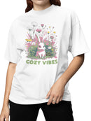 Cozy Bunny Floral Art Women's T-shirt