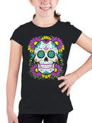 Floral Sugar Skull Decor Youth's T-shirt