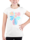 Vibrant Floral Art Print Youth's T-shirt