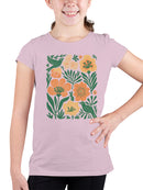 Floral Bird Design Print Youth's T-shirt