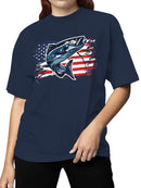 Patriotic Fishing American Flag Women's T-shirt