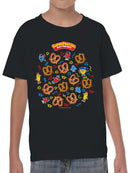 Officially Licensed Super Pretzel Fun Cartoon Pretzels Youth's T-shirt