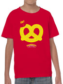Officially Licensed Super Pretzel Pretzel Design with "Ow!" Youth's T-shirt
