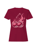 Flaming Retro Cherries Art Women's T-shirt