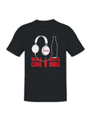 Officially Licensed Coca Cola Headphones & Smile Men's T-shirt
