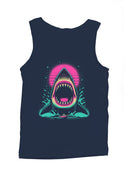 Retro Neon Shark Attack Design Men's Tank Top