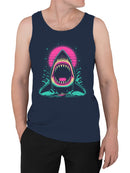 Retro Neon Shark Attack Design Men's Tank Top