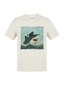 Cat Riding a Shark Artwork Men's T-shirt