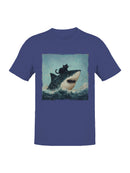 Cat Riding a Shark Artwork Men's T-shirt