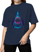Neon Splash Shark Attack Art Women's T-shirt