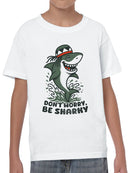 Chill Shark Design "Don't Worry, Be Sharky Youth's T-shirt