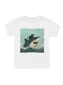 Cat Riding a Shark Artwork Youth's T-shirt
