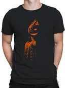 Flaming Pumpkin Head Illustration Men's T-shirt