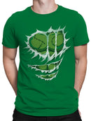 Scary Green Stitched Monster Face Men's T-shirt