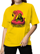 Grim Reaper on Flamingo Float Women's T-shirt