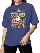 Kawaii Halloween Pumpkins and Ghost Women's T-shirt