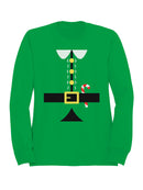 Festive Elf Suit Design with Candy Cane Women's Sweatshirt