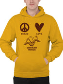 Peace Love Chicken Wings Men's Hoodie