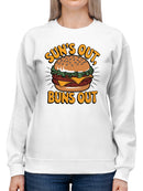 Sun's Out, Buns Out Burger Fun Women's Sweatshirt