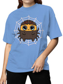 Officially Licensed Sad Nuggie Adorable Kawaii Spider on Web Women's T-shirt