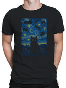 Starry Night Cats Fantasy Art Men's T-shirt