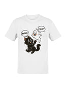 Spooky Cat and Ghost Encounter Men's T-shirt