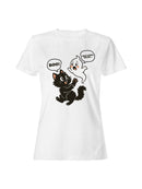 Spooky Cat and Ghost Encounter Women's T-shirt