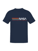 Officially Licensed Nasa Retro Stripes Logo Men's T-shirt