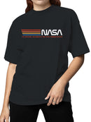 Officially Licensed Nasa Retro Stripes Logo Women's T-shirt