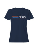 Officially Licensed Nasa Retro Stripes Logo Women's T-shirt