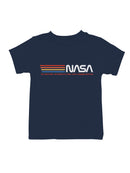 Officially Licensed Nasa Retro Stripes Logo Youth's T-shirt