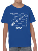 Officially Licensed Nasa Saturn V Rocket Diagram Youth's T-shirt