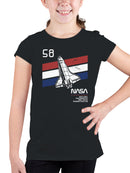 Officially Licensed Nasa Space Shuttle Vintage 58 Design Youth's T-shirt