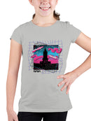 Officially Licensed Nasa Retro Neon Rocket Launch Design Youth's T-shirt