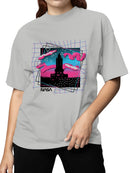 Officially Licensed Nasa Retro Neon Rocket Launch Design Women's T-shirt