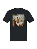 Bathroom Dog with Newspaper Humor Men's T-shirt