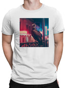 Vulture in Neon Cityscape Men's T-shirt