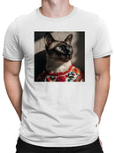 Vibrant Cat in Embroidered Attire Men's T-shirt