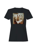 Bathroom Dog with Newspaper Humor Women's T-shirt