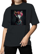 Regal Sphynx with Floral Crown Women's T-shirt