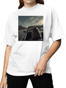 Road Trip with a Wolf Companion Women's T-shirt