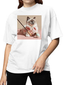 Feline Golf Enthusiast in Pink Women's T-shirt
