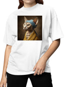Majestic Cat in Pearls Portrait Women's T-shirt