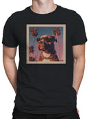 Cool Dog in Sunglasses with Palm Trees Men's T-shirt