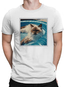 Cool Cat Relaxing in Pool Men's T-shirt